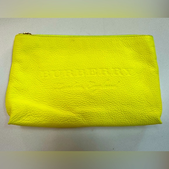 Burberry Bright Yellow Leather Duncan Zip Pouch - Picture 1 of 3